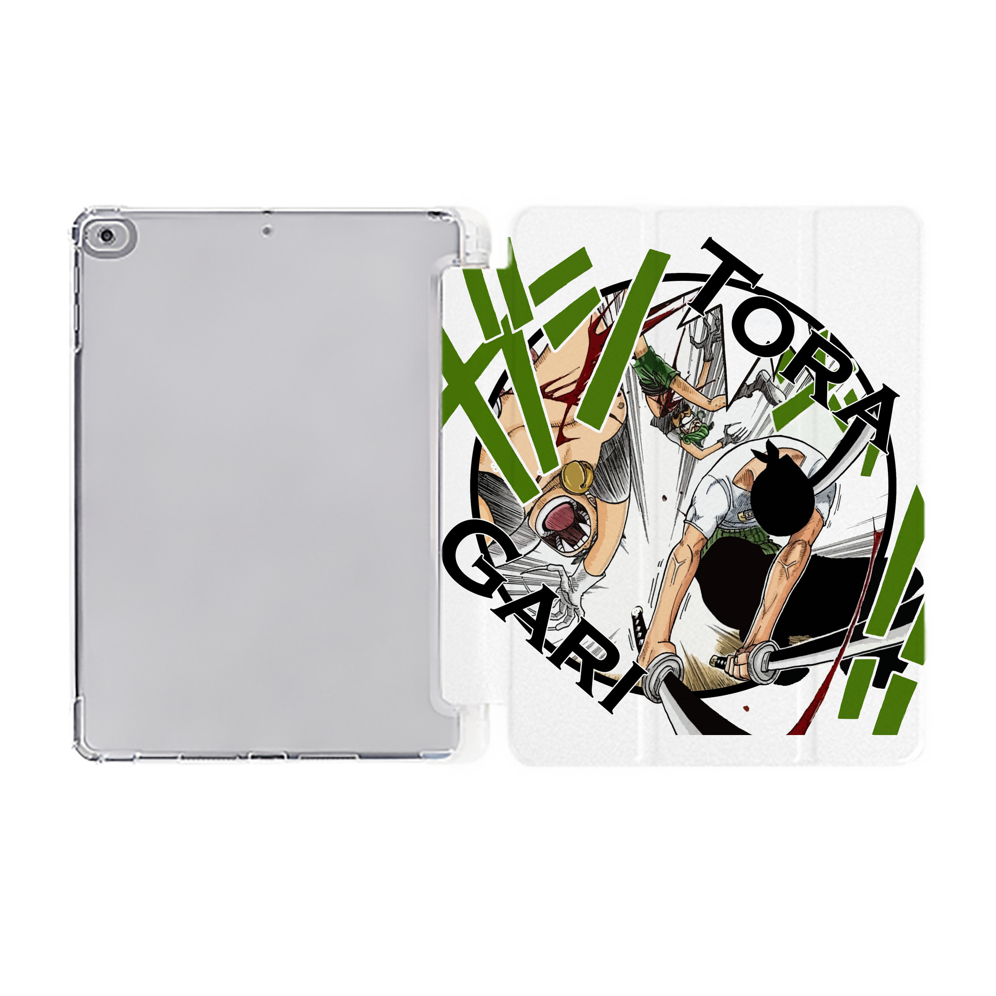 （画像用） ワンピース ロロノア・ゾロ ONE PIECE Roronoa Zoro IPad ケース ペン収納付き 三つ折りスタンド PUレザー×シリコン 対応機種9.5/10.5/10.9インチ